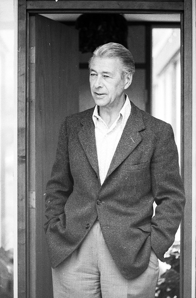 One b/w negative of Herbert Bayer at his Red Mountain home, 1965. This image is related to an article in the Aspen Illustrated News on June 11, 1965 (page 1), announcing that Bayer was the recipient of the second annual Trustee's Award from the Aspen Institute (the first had gone to Elizabeth Paepcke in 1964). The article covers Bayer's background in detail.