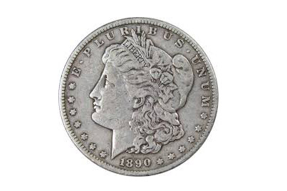 Silver dollar coin from 1890